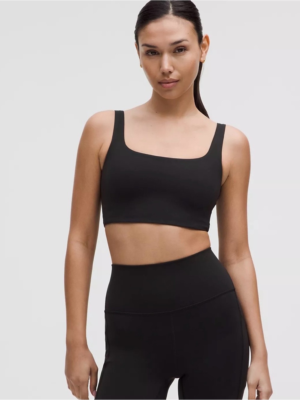 lululemon athletica Black Square-Neck Crop Sports Bra
